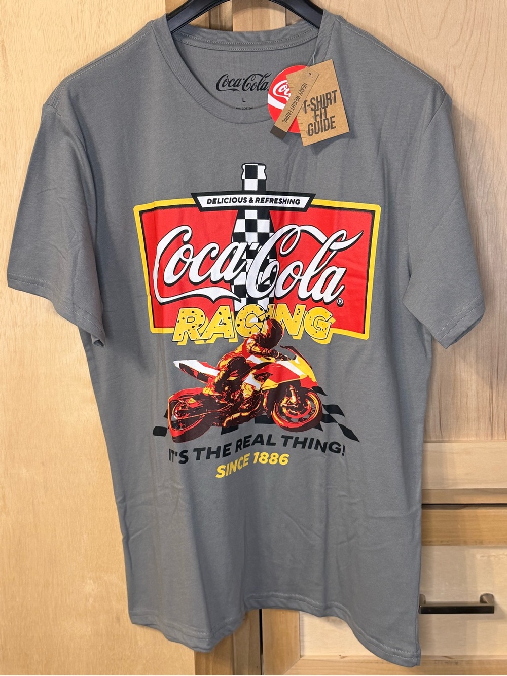 Coca Cola Gray Tee with Red and Yellow Racing Graphic